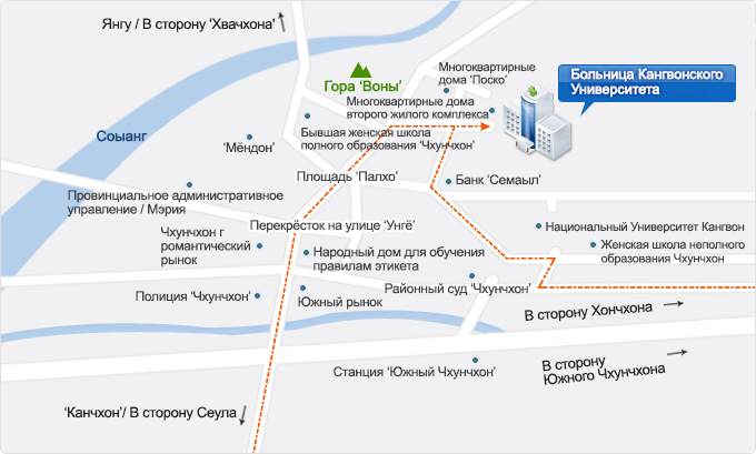 Больница Кангвонского Университета map